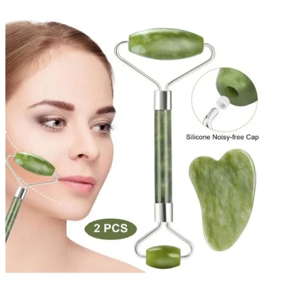 Rolo Massageador Pedra De Jade Massagem Facial Anti Rugas